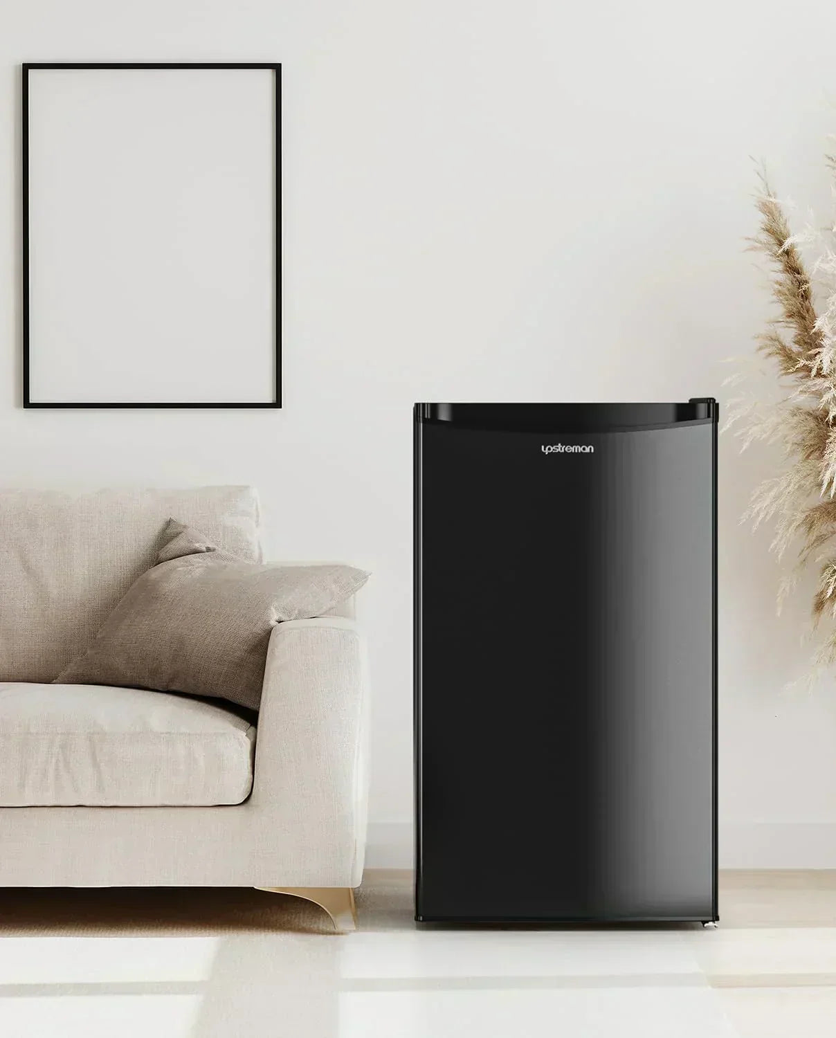 Upstreman 3.2 Cu.Ft Mini Fridge Freezer Single Door Fridge Dorm Fridge Adjustable Thermostat
