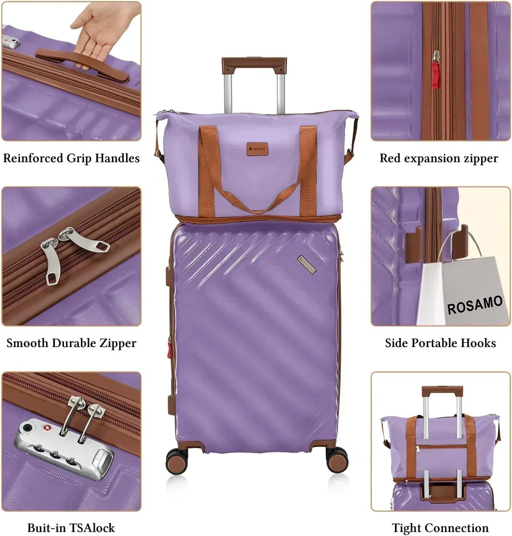 5 piece luggage set expandable suitcase 22x14x9 aviation certified durable waterproof travel set