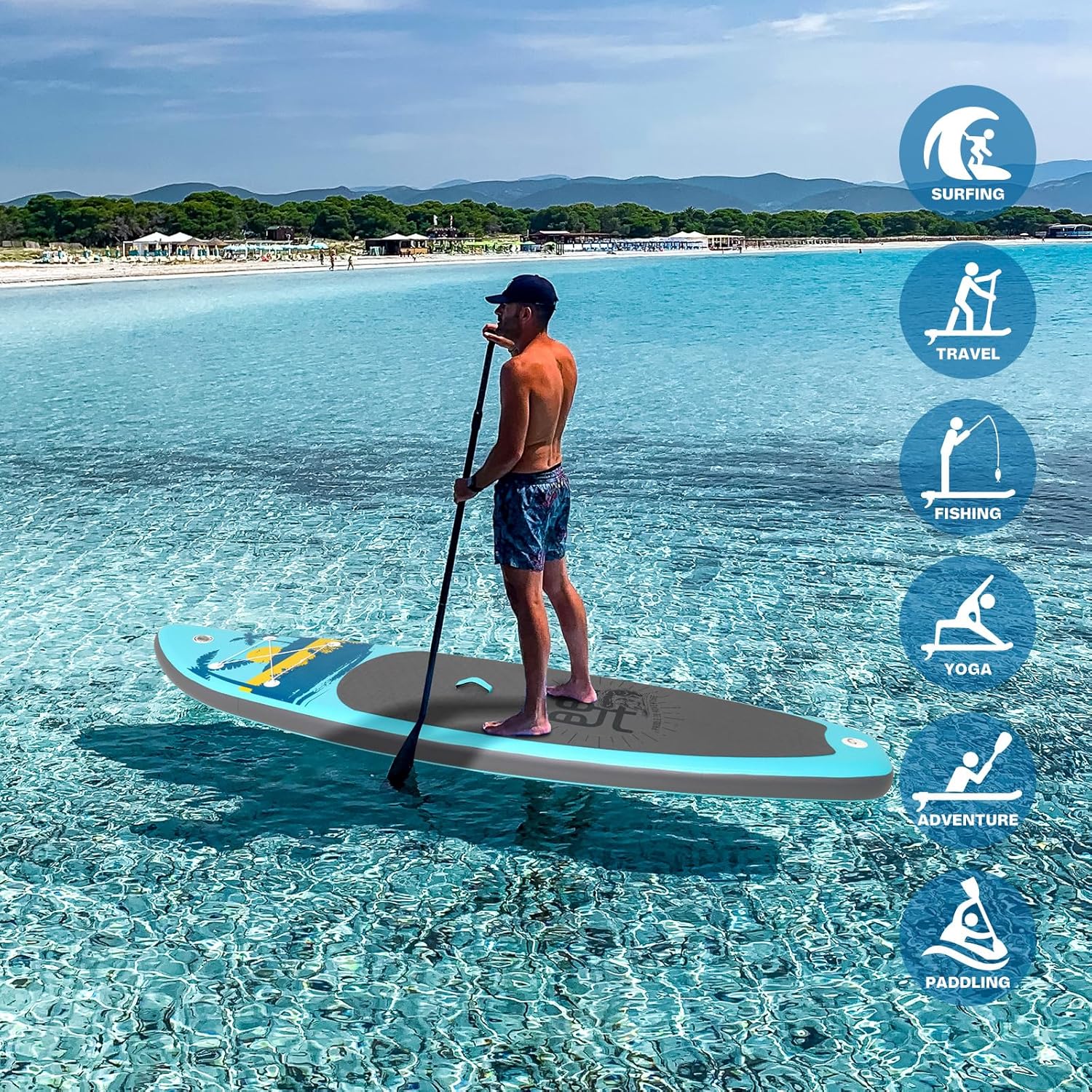 FunWater Inflatable Stand Up Paddle Board with Premium SUP Paddle Accessories, Non-Slip EVA Deck, 11'/10'6' Paddle