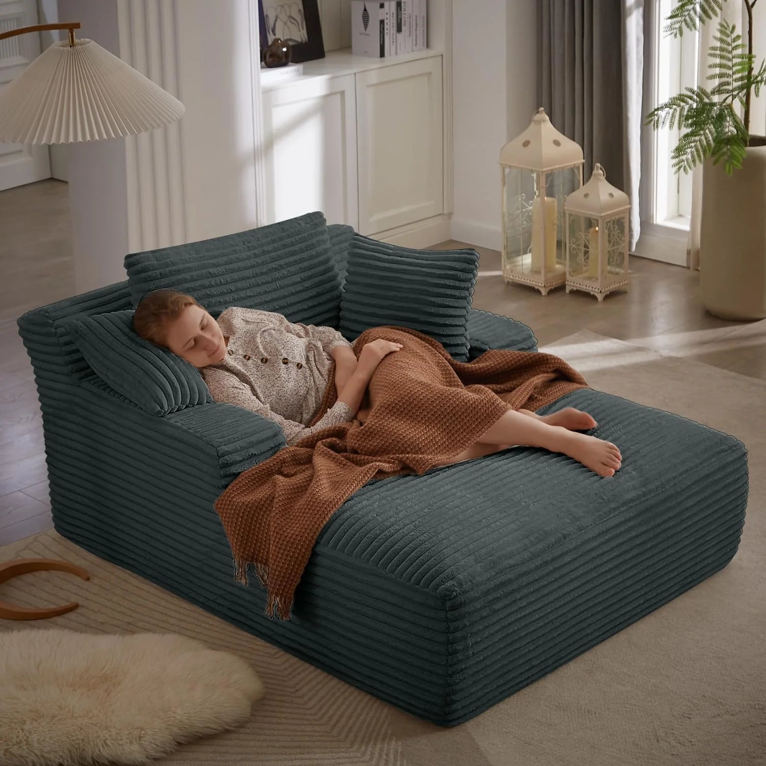 50-inch indoor recliner, oversized corduroy upholstered boneless sofa bed, deep sleeper sofa reading chair, cloud sofa, living room sofa