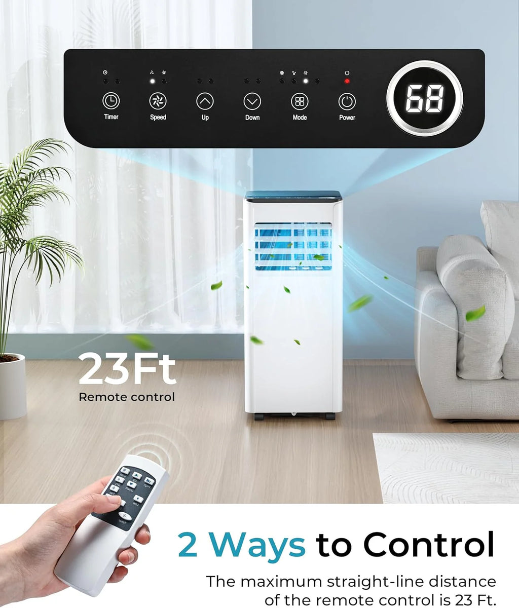 EUHOMY 8,000 BTU Portable Air Conditioners, 4-in-1 Portable AC Unit Up to 350 Sq.Ft, 4 Modes Quiet Air Conditioner with Remote Control, Cool, Fan, Dehumidifier, 24H Timer, Bedroom, Office, Apartments