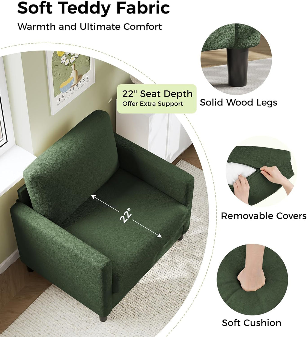 Loveseat Sofa 51 Love Seat Comfy Corduroy Small Loveseat Tool-Free Setup Couch